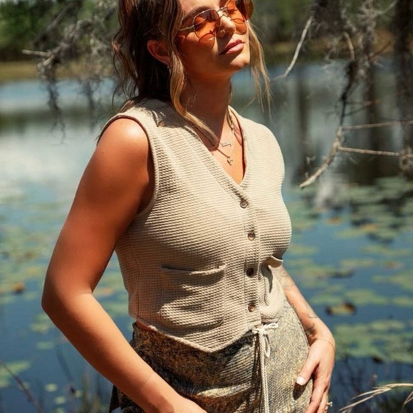 Tribe Kelley Waffle Vest, Slate Blue - Picture 1 of 6